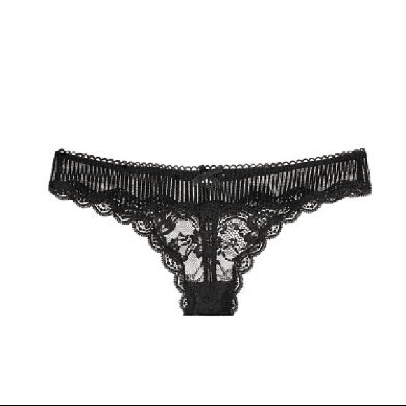 VS Dream Angels Floral Lace & Stripe Thong Panty - Picture 2 of 4